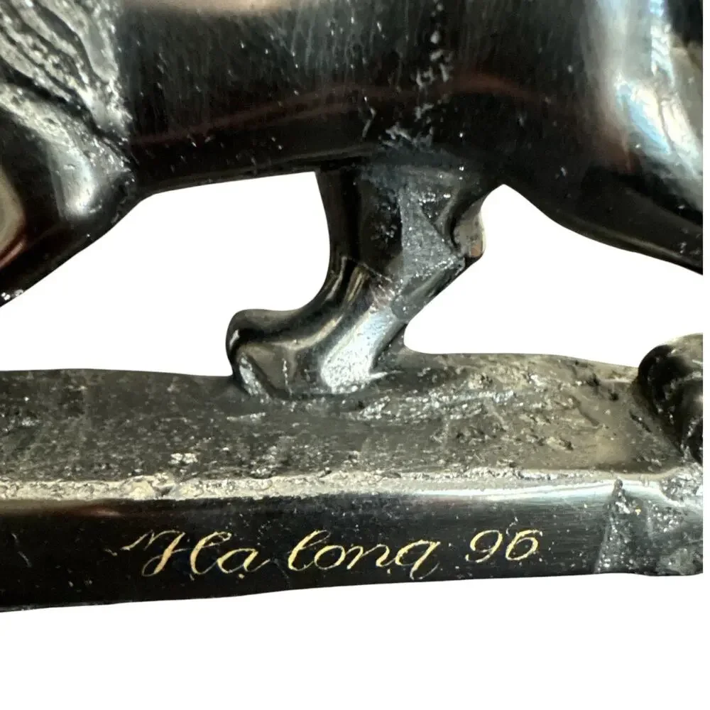 Rare Vintage Hand Carved Anthracite Coal Vietnamese Lion Figurine